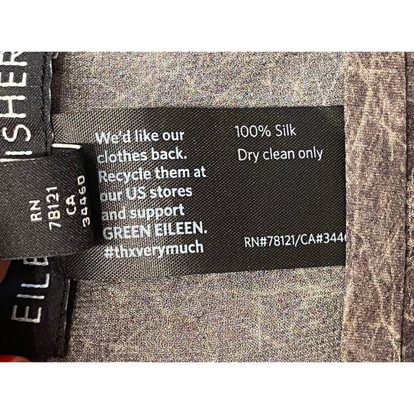 Eileen Fisher 100% Silk Black Gray Sheer Blouse Size‎ L Lagenlook Quiet Luxury - Picture 6 of 8